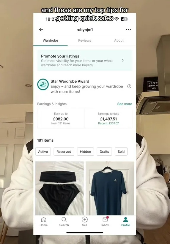 Robyn has made £1,497.51 by flogging her old clothes on Vinted