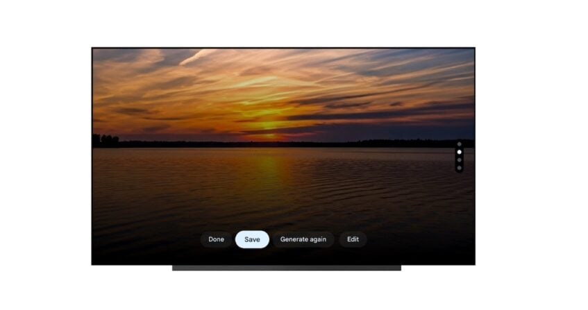 Sunset screensaver generated with Gemini on  Google TV