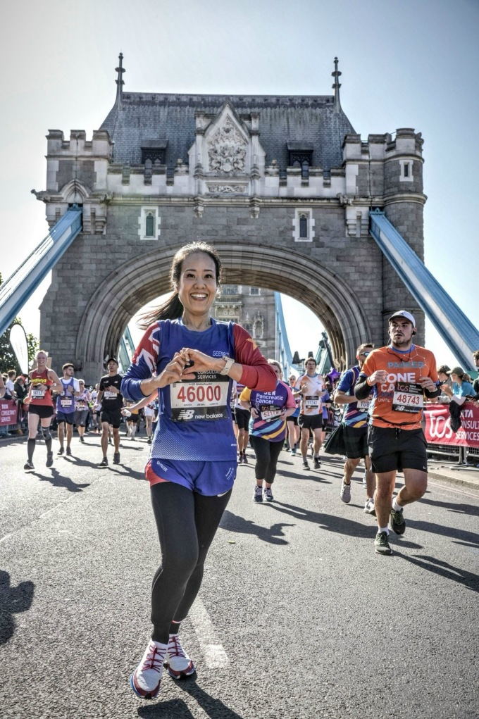 Tu running in the London Marathon in 2022. Photo courtesy of Tu