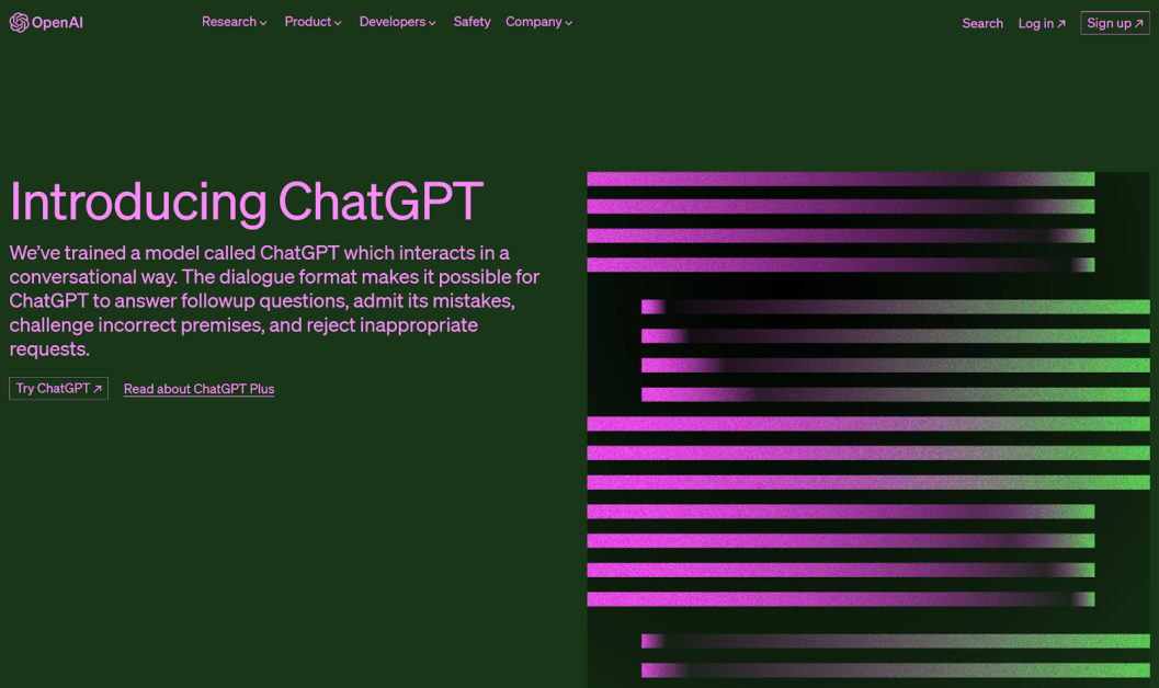 ChatGPT homepage.