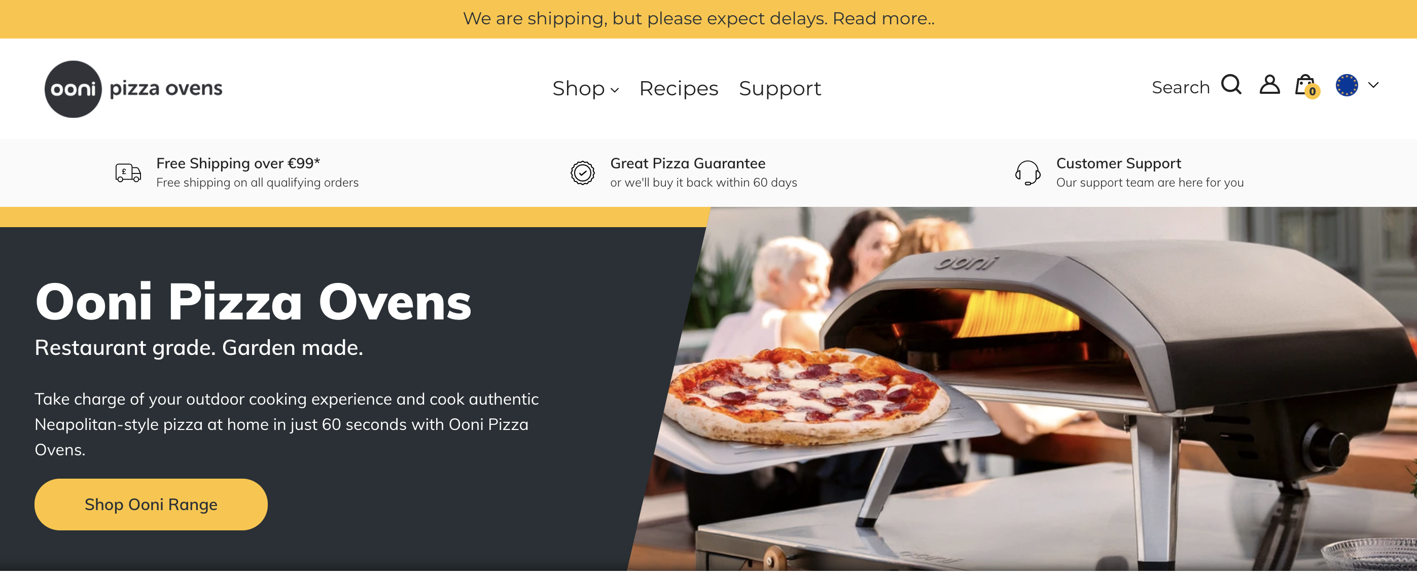 Matching email and website design by Ooni Pizza Ovens.