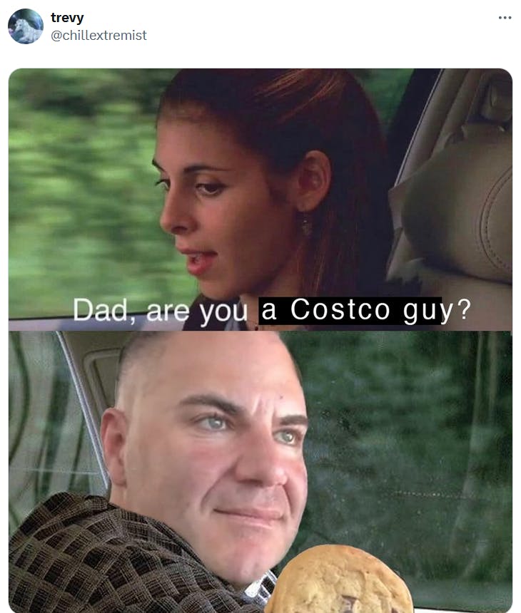 We're Costco guys meme with the Sopranos scene asking 'Dad, are you a Costco guy?'