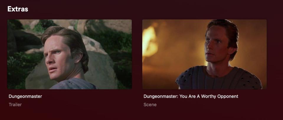 Plex screenshot of extras and trailers.