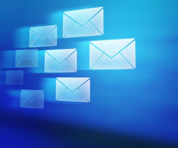 mail envelopes on blue abstract background