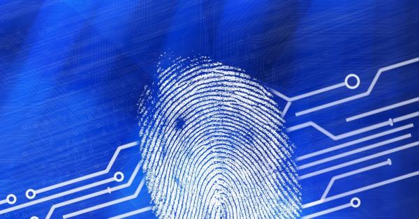 fingerprint on a blue tech background