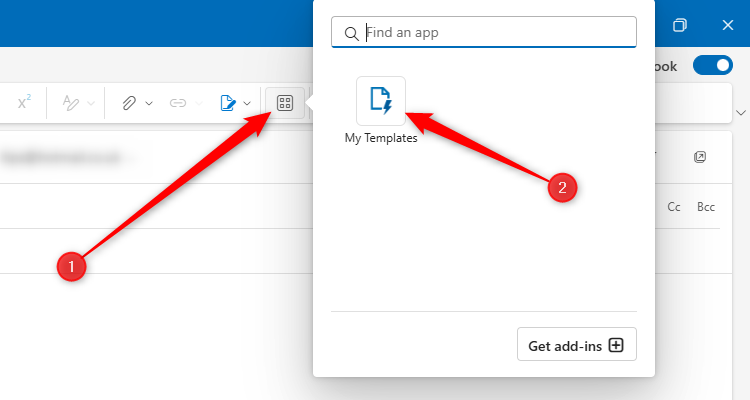 The My Templates icon in the new Outlook's Apps menu.