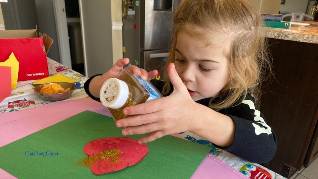 Valentine's Day Kids Crafts; Toddler With Glitter