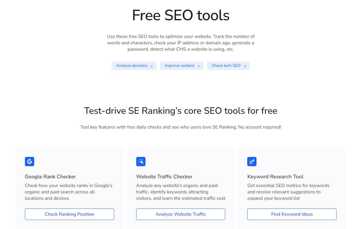 Se Ranking Free Tools