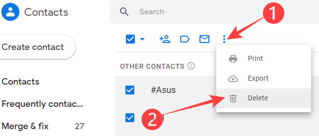 Removing some contacts in Gmail.