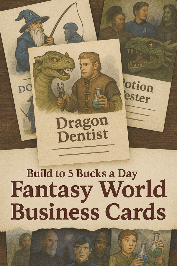 Build to 5 Bucks a Day: Fantasy World Business Cards