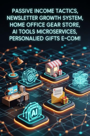 Passive Income Tactics, Newsletter Growth System, Home Office Gear Store, AI Tools Microservices, Personalized Gifts E‑Com!