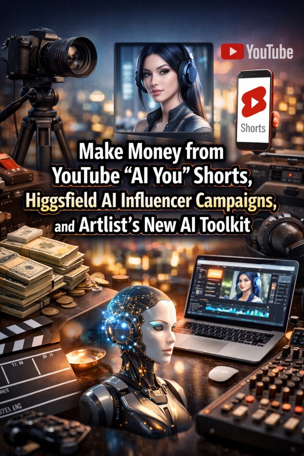 Make Money from YouTube “AI You” Shorts, Higgsfield AI Influencer Campaigns, and Artlist’s New AI Toolkit