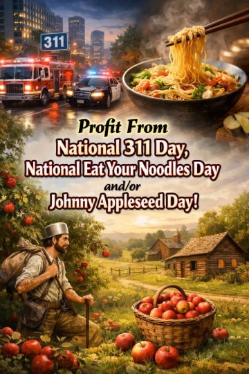 Profit From National 311 Day, National Eat Your Noodles Day and/or Johnny Appleseed Day!