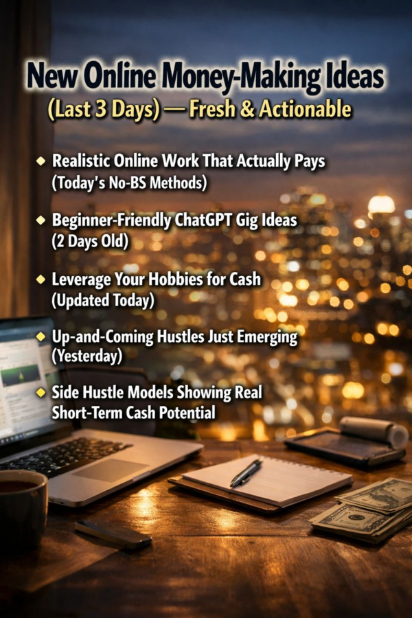 💡 New Online Money‑Making Ideas (Last 3 Days) — Fresh & Actionable