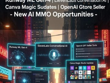 Runway ML Gen-4 | ElevenLabs Conversational AI | Canva Magic Studio Updates | OpenAI GPT Store Seller Tools – New AI MMO Opportunities