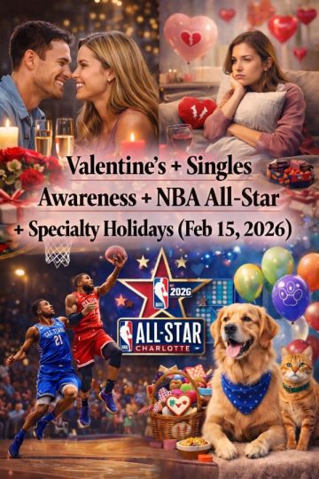 Valentine’s + Singles Awareness + NBA All‑Star + Specialty Holidays (Feb 15, 2026)