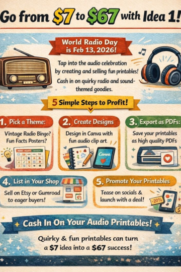 Go from  to  with Idea 1 – Turn World Radio Day into a Printable Cash Machine