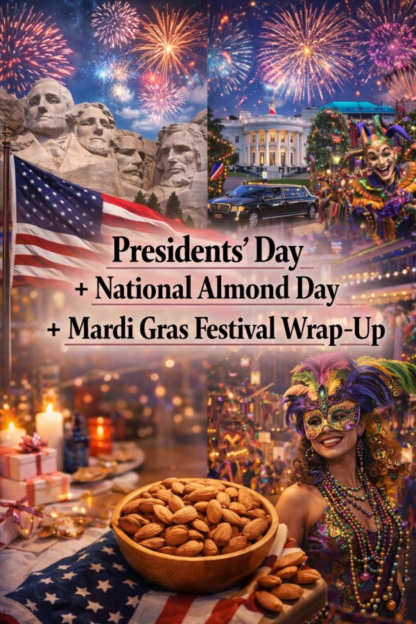 Presidents’ Day + National Almond Day + Mardi Gras Festival Wrap‑Up