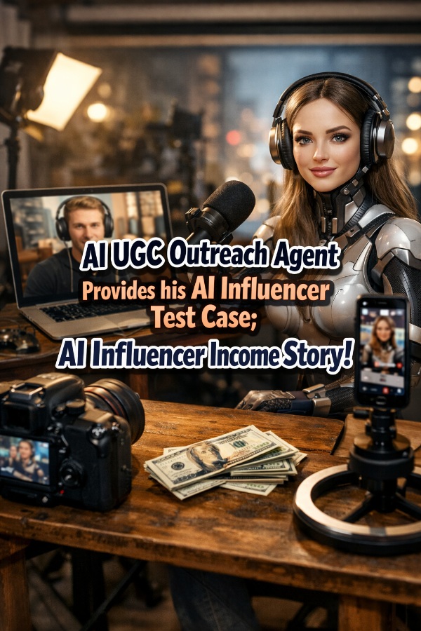 AI UGC Outreach Agent, AI Influencer Test Case, AI Influencer Income Story