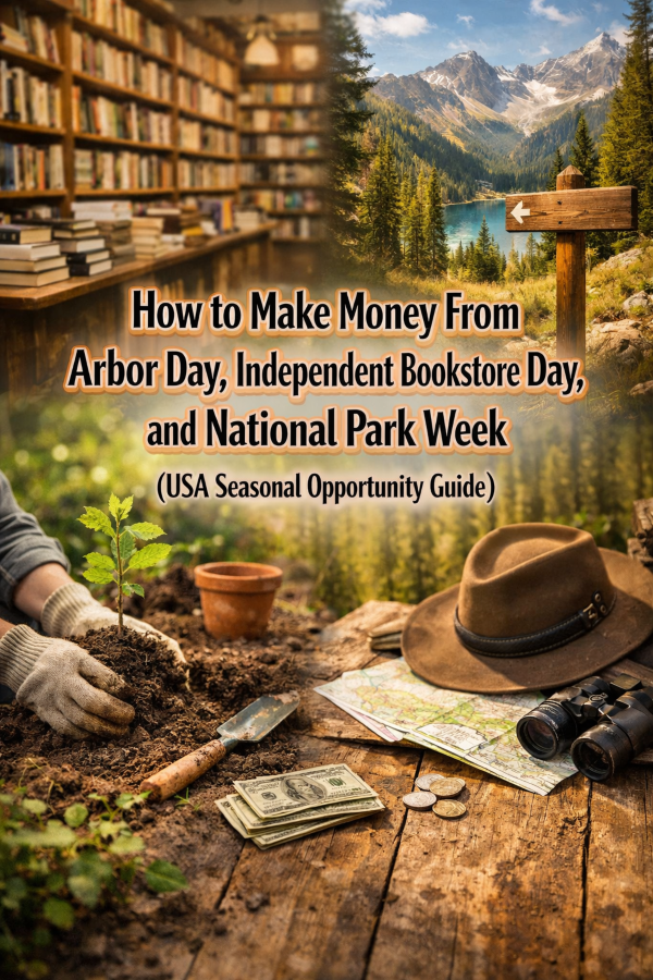 How to Make Money From Arbor Day, Independent Bookstore Day, and National Park Week (USA Seasonal Opportunity Guide)