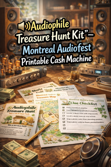 🔊 “Audiophile Treasure Hunt Kit” – Montreal Audiofest Printable Cash Machine