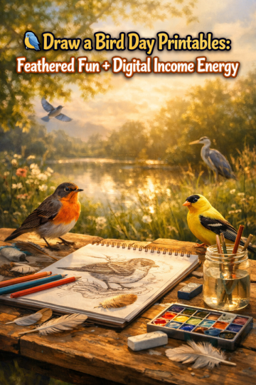 🐦 Draw a Bird Day Printables: Feathered Fun + Digital Income Energy
