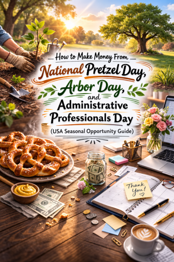 How to Make Money From National Pretzel Day, Arbor Day, and Administrative Professionals Day (USA Seasonal Opportunity Guide)