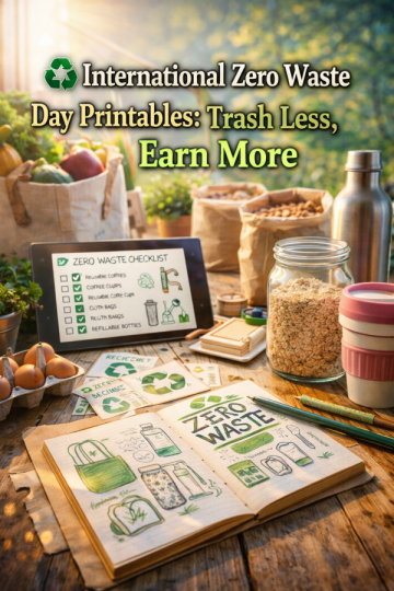 ♻️ International Zero Waste Day Printables: Trash Less, Earn More