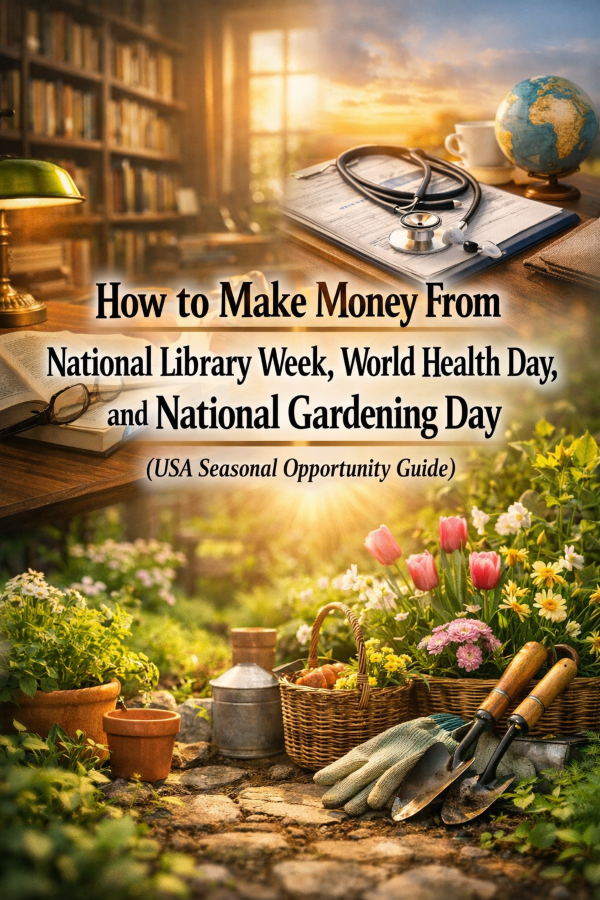 How to Make Money From National Library Week, World Health Day, and National Gardening Day (USA Seasonal Opportunity Guide)