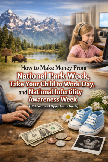 How to Make Money From National Park Week, Take Your Child to Work Day, and National Infertility Awareness Week (USA Seasonal Opportunity Guide)