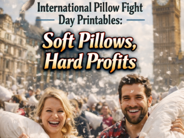 🪶 International Pillow Fight Day Printables: Soft Pillows, Hard Profits