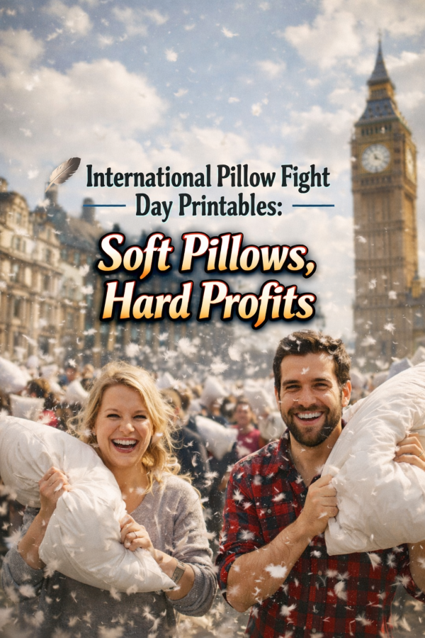 🪶 International Pillow Fight Day Printables: Soft Pillows, Hard Profits