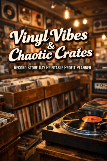 💿 “Vinyl Vibes & Chaotic Crates” – Record Store Day Printable Profit Planner