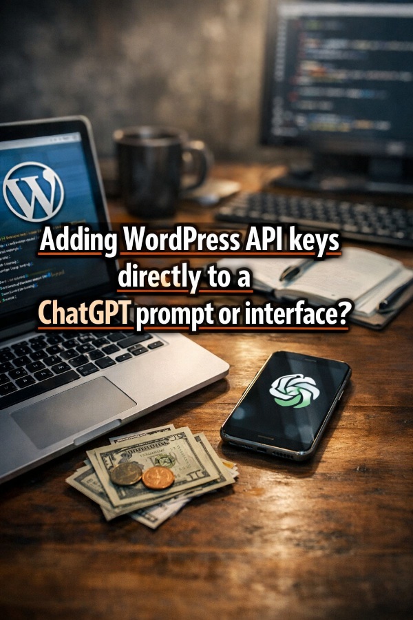 Adding WordPress API keys directly to a ChatGPT prompt or interface?