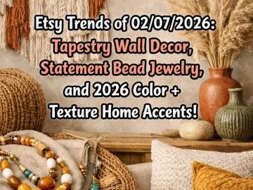 Etsy Trends of 02/07/2026: Tapestry Wall Decor, Statement Bead Jewelry, and 2026 Color + Texture Home Accents