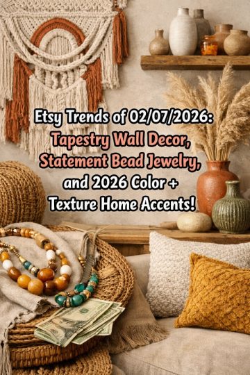 Etsy Trends of 02/07/2026: Tapestry Wall Decor, Statement Bead Jewelry, and 2026 Color + Texture Home Accents