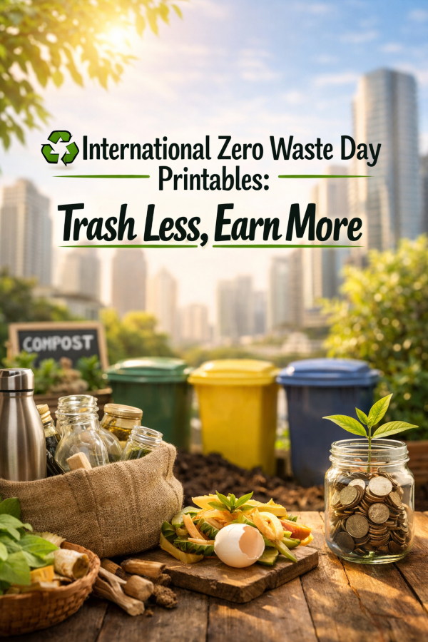 ♻️ International Zero Waste Day Printables: Trash Less, Earn More