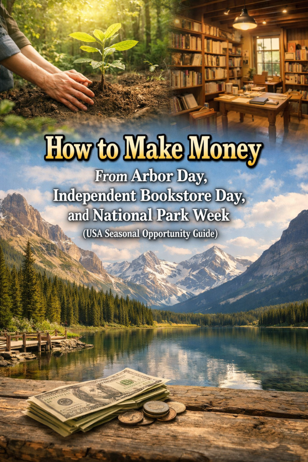 How to Make Money From Arbor Day, Independent Bookstore Day, and National Park Week (USA Seasonal Opportunity Guide)