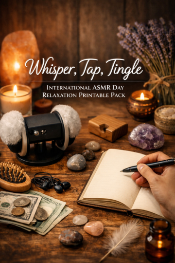 🎧 “Whisper, Tap, Tingle” – International ASMR Day Relaxation Printable Pack