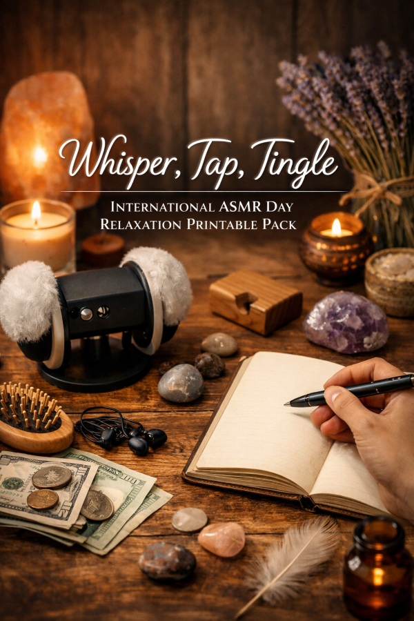 🎧 “Whisper, Tap, Tingle” – International ASMR Day Relaxation Printable Pack