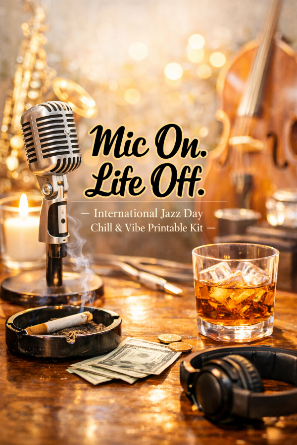 🎙️ “Mic On. Life Off.” — International Jazz Day Chill & Vibe Printable Kit