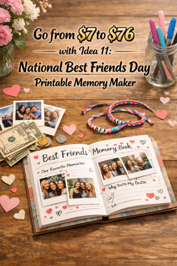 Go from  to  with Idea 11: National Best Friends Day Printable Memory Maker
