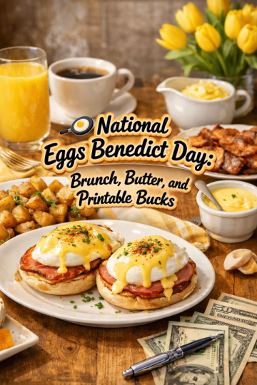 🍳 National Eggs Benedict Day: Brunch, Butter, and Printable Bucks