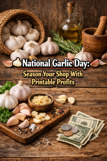 🧄 National Garlic Day: Season Your Shop With Printable Profits