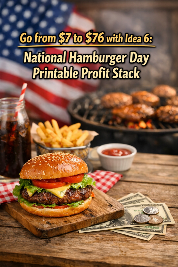 Go from  to  with Idea 6: National Hamburger Day Printable Profit Stack