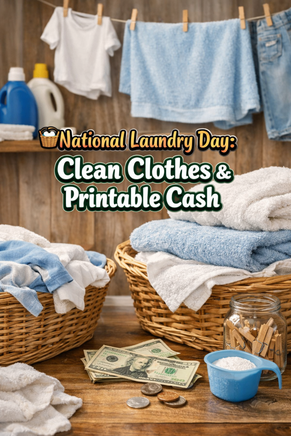 🧺 National Laundry Day: Clean Clothes & Printable Cash