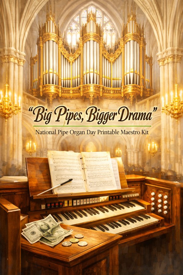 🎹 “Big Pipes, Bigger Drama” — National Pipe Organ Day Printable Maestro Kit