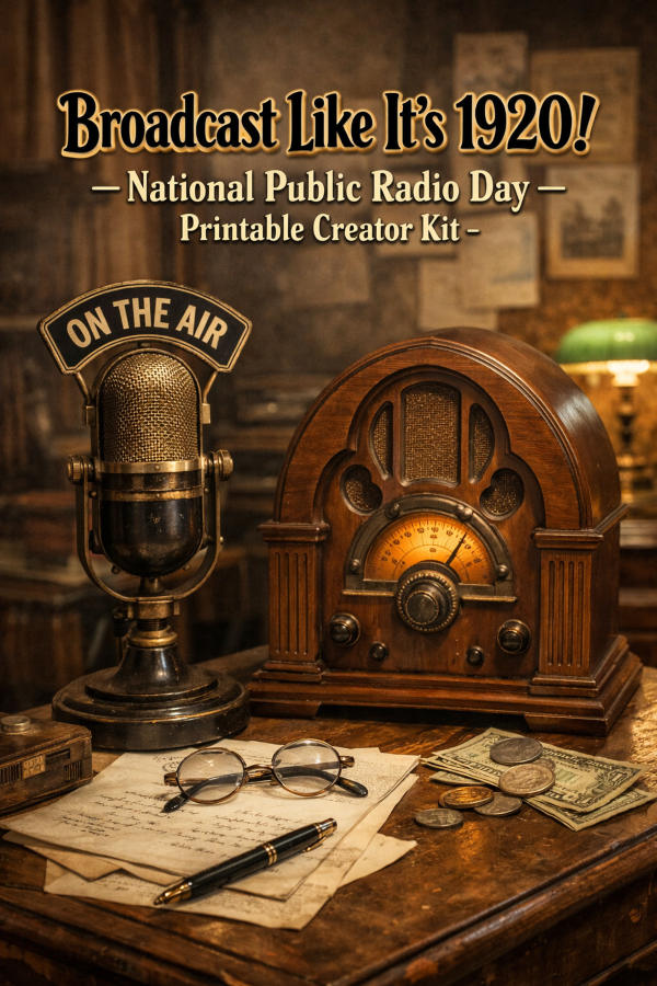 📻 “Broadcast Like It’s 1920!” – National Public Radio Day Printable Creator Kit