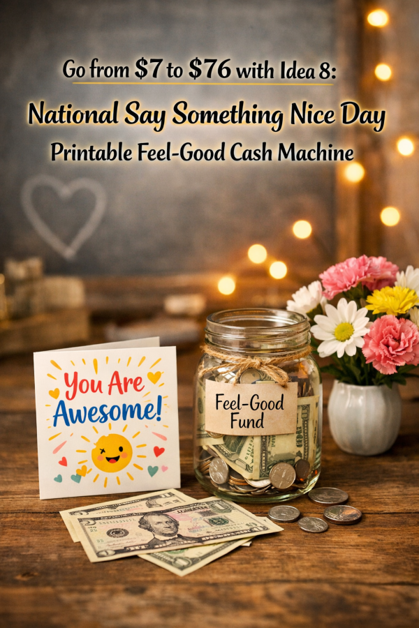 Go from  to  with Idea 8: National Say Something Nice Day Printable Feel-Good Cash Machine