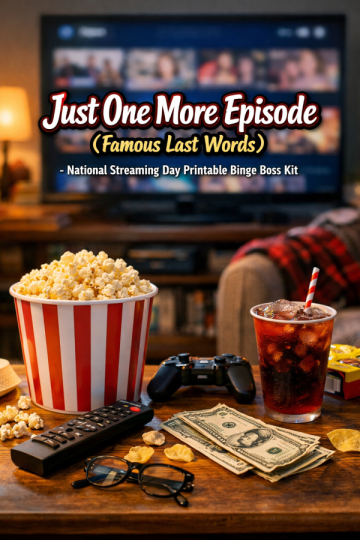 📺 “Just One More Episode (Famous Last Words)” – National Streaming Day Printable Binge Boss Kit